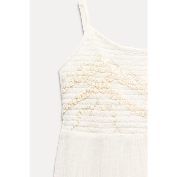 NWTGS ZARA EMBROIDERED COTTON Oyster-white CHIFFON DRESS SZ M - Picture 4 of 5